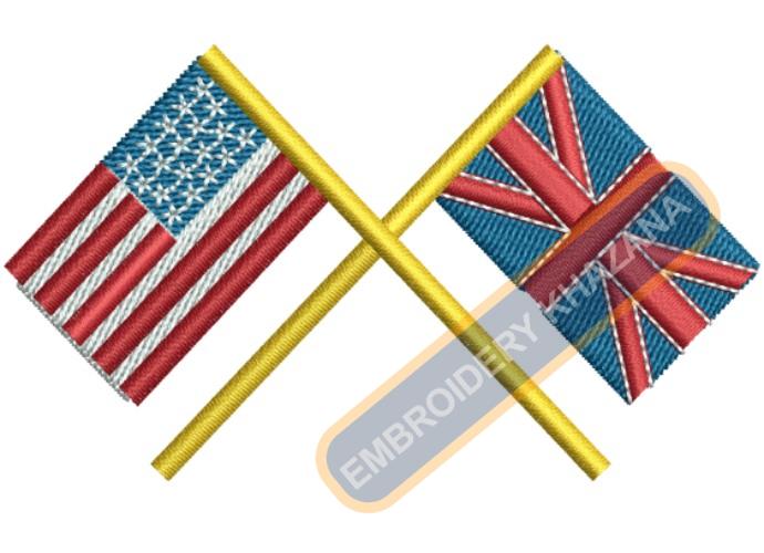 Britain American Flags Embroidery design